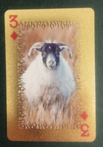 Animal-Themed Golden Foil PVC Mini Playing Card Sheep 3 Diamonds - $1.84