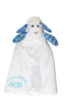 Wee Believers Lamb I am a Child of God Lovey Sheep Blue Security Blanket Satin - $8.42