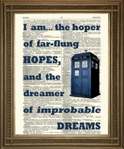 Doctor Who Tardis Print: Dictionary Art Wall Hanging With Dreams Quote - £6.27 GBP