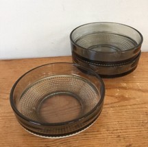 Set 3 Vintage Opaque Smokey Gray Glass Diamond Cut Sauce Nut Candy Bowls... - £29.22 GBP
