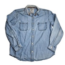 Levis Selvedge Denim Metal Button Western Shirt Blue Size XL - £53.47 GBP