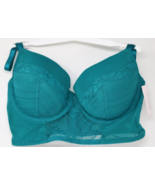 Auden Long Line Bra Teal Lightly Line Demi Coverage Underwire 36C Adj St... - $10.14 CAD