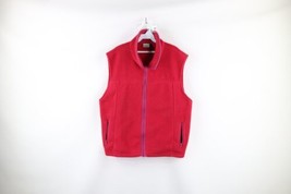 Vtg 90s LL Bean Womens Large Distressed Spell Out Script Fleece Vest Jacket USA - £38.62 GBP