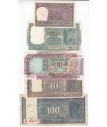 India, Lote De 5 , Colección De Diferente Notas &amp; Firma Variedades, Raro, B - $23.98