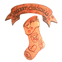 Wooden Merry Christmas Sign Hand Painted from the 1980&#39;s Teddy Bear Stoc... - £66.21 GBP