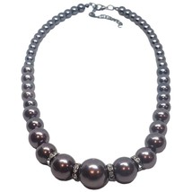 Vintage Faux Brown Pearl Necklace Women Fashion Graduate Beaded Light Weight 16&quot; - £7.00 GBP