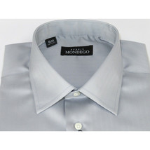 Men Mondego 100% Soft Cotton Dress Business Classic shirt A1300 Gray Herringbone image 6