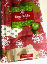 Christmas Stocking Snowflakes Vinyl Tablecloth Flannel Backed Holiday 52... - £17.40 GBP