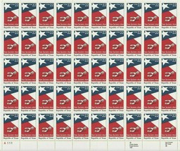 San Jacinto Republic of Texas Sheet of 50 - 22 Cent US Postage Stamps Scott 2204 - £18.04 GBP