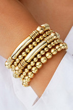 Gold 5Pcs Minimalist Beaded Bracelet Set - $9.93