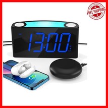 Extra Loud Bed Shaker Alarm &amp; Colorful Night Light for Hearing Impaired ... - $724.67 MXN