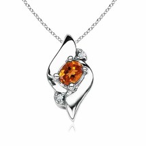 ANGARA 4x3mm Natural Citrine and Diamond Pendant Necklace in Silver for Women - £97.65 GBP+