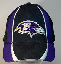 Baltimore Ravens NFL Team Apparel Adjustable Hat Cap Purple/Black EUC! - £10.52 GBP