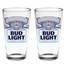 Bud Light Classic Logo 2-Pack Pint Glass Set Clear - £22.00 GBP