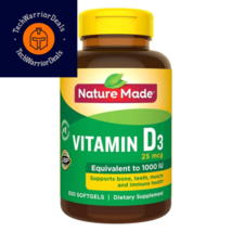 Nature Made Vitamin D3 25 mcg., 650 Softgels 650 Count (Pack of 1)  - $32.25
