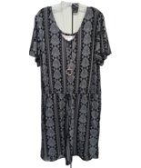 NWT LuLaRoe Large Black &amp; White Geometric Xanthe Romper Pockets &amp; Drawst... - $41.57