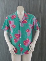 Vintage Hawaiian Shirt - Pink Purple Hibiscus Flower by Kai Nani - Men&#39;s Large - £47.16 GBP