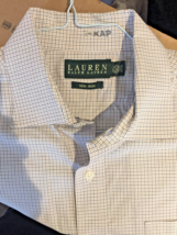 Lauren Ralph Lauren Men&#39;s Size 16 1/2 32.33 Non-Iron  Check Shirt Blue Tan White - £12.69 GBP