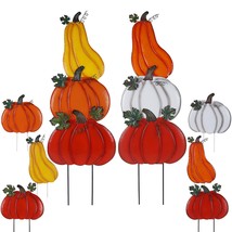 2 Pack Fall Decorations Outdoor Garden Stakes, 33 Inch Stacked Metal Thanksgivin - £39.95 GBP