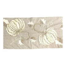 India Fall Table Runner Beige Embroidered w/ Pumpkins  72”X15” Fall Harv... - £22.33 GBP