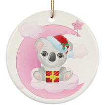 Cute Baby Koala Pink Moon Ornament Christmas Gift Home Decor For Animal Lover - £11.78 GBP