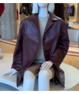 ZARA BNWT 2025. BURGUNDY LEATHER BLAZER JACKET COAT. 5479/045/681 - $314.59