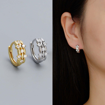 CZ Diamond Leaves Triple Huggie Hoop Earrings, Willow Branch Hoop Earrings - £10.63 GBP