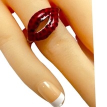 sterling silver Sigal red Enamel hot lip ring size 8 - £38.48 GBP