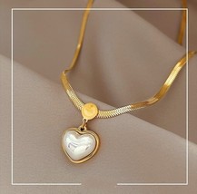 Ladies Pearl Heart Necklace - £9.67 GBP