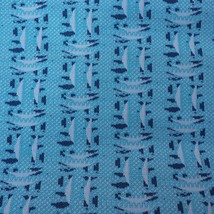 Fabric 1970&#39;s 1960&#39;s Blue Pattern Polyester Fabric 58&quot;x96&quot; - $99.09
