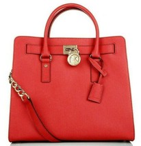 Michael Kors Hamilton Large Watermelon Red Gold Saffiano Leather Tote Bagnwt - £191.13 GBP
