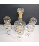 Mid Century 22K Gold CULVER VALENCIA Glass Decanter 5 Stem Wine Glasses - £93.32 GBP