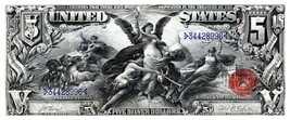 Currency Bank Note -  US $5.00 Dollar Silver Certificate (1896) Poster 10&quot; x 24&quot; - £16.05 GBP