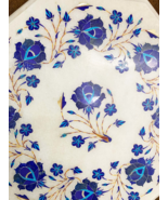 12&quot;  Marble  Side table  Lapis Lazuli Inlay Mosaic Marquetry Gift Decor - $864.82 CAD