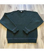 NORTH BAY OUTFITTERS Vintage Green V-Neck Sweater 85% Wool 15% Nylon Size L - $34.17 CAD