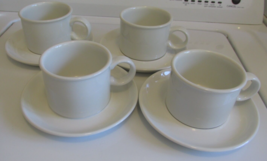 4  Midwinter Wedgwood Group Stonehenge White Cup &amp; Saucer Sets Rectangle... - £19.58 GBP