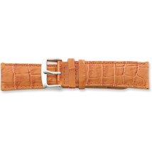 de Beer Orange Crocodile Grain Leather Watch Band 22mm Silver Color - £23.10 GBP
