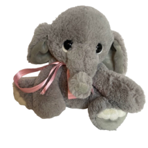 Aurora World Lil Benny Phant Baby Elephant 9&quot; Gray Pink Bow Plush Stuffed Animal - $11.93