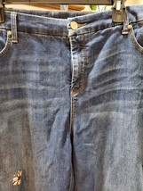 Chico&#39;s Decorative Blue Denim Cotton Mid Rise Skinny Legs Casual Jeans P... - £43.83 GBP