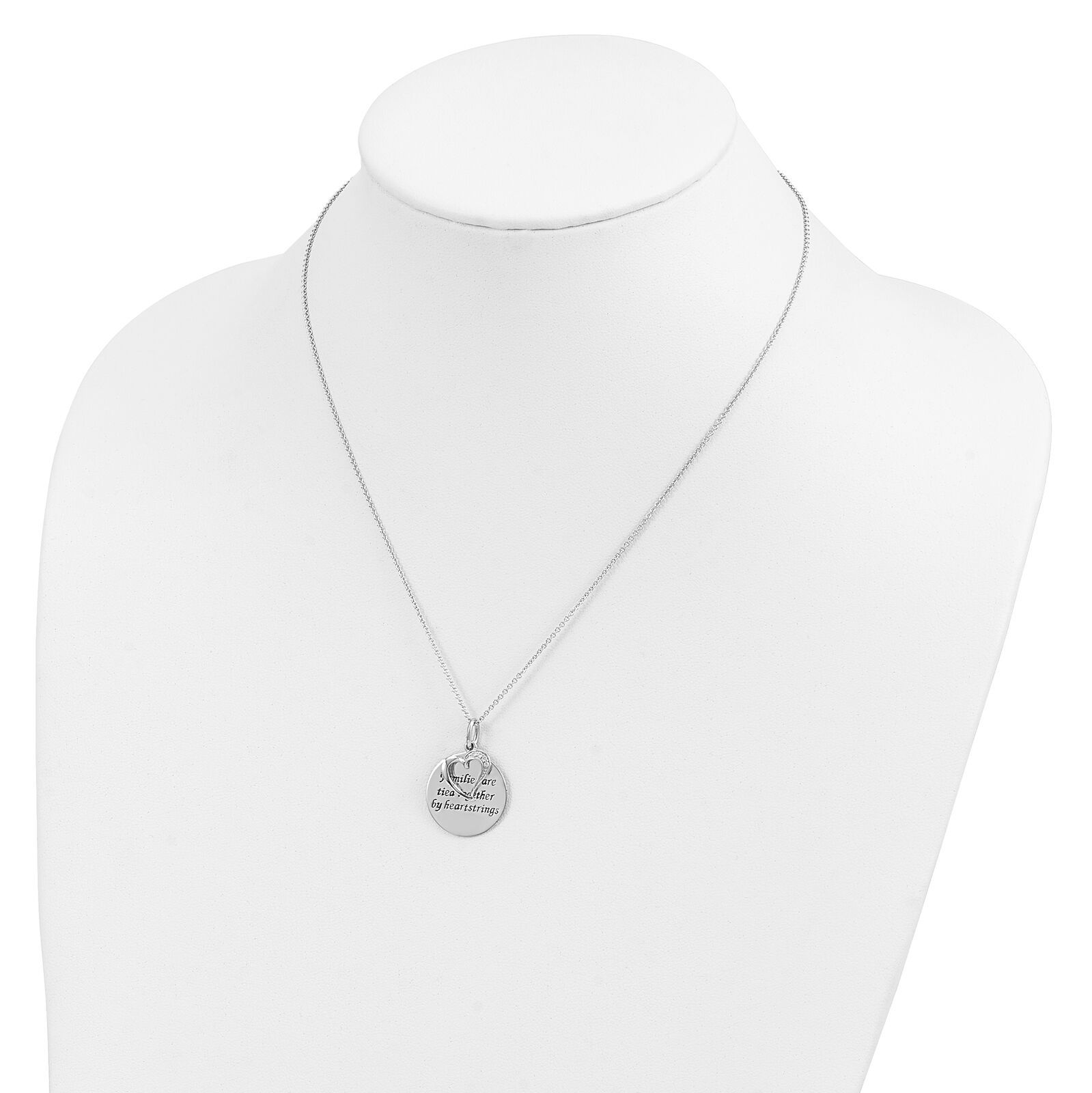 Sentimental Expressions Silver  Antiqued CZ Families Are Tied Together 18in Hear Item image 6
