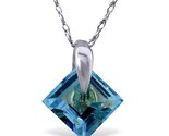 Galaxy Gold GG 14K Solid White Gold Natural Blue Topaz Pendant Necklace ... - $447.47