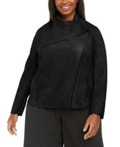 MSRP $149 Anne Klein Plus Size Asymmetrical Wrap Jacket Black Size 1X - £20.43 GBP