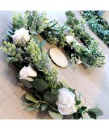 6.5 feet artificial blue rose flower Eucalyptus Garland, Wedding garland... - $39.99