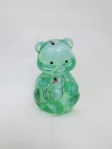 Vintage Fenton Green Opalescent Glass Bear Figurine W/ Hand Painted Dragonfly &amp;  - £39.95 GBP