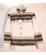 Zara Mens Fleece Button Down Shirt Jacket White S NWT - $94.78 CAD