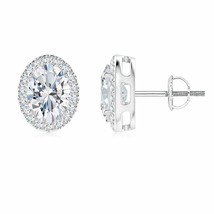 ANGARA Lab-Grown Diamond Studs with Halo in 14K Gold (Size-7.7x5.7mm, 2.33 Ct) - £1,567.95 GBP