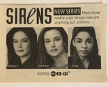 Sirens Tv Series Print Ad Vintage Jayne Brook Liza Snyder TPA1 - $5.93