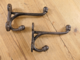 2 LONG RUSTIC ACORN COAT HOOKS HAT HALL TREE ENTRY WAY RESTORATION LARGE... - $17.99