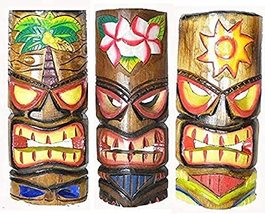 Set of 3 Polynesian Hawaiian Tiki Bar Style Wall Masks 12 inches Island Art - £27.65 GBP