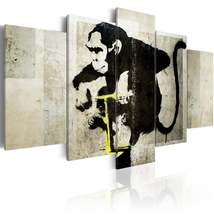 Tiptophomedecor Stretched Canvas Street Art - Banksy: Monkey With Detonator 5 Pi - $89.99+